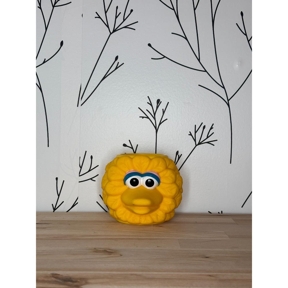 Vintage Sesame Street Big Bird 3D Plastic Mug Applause Inc Yellow Character Cup